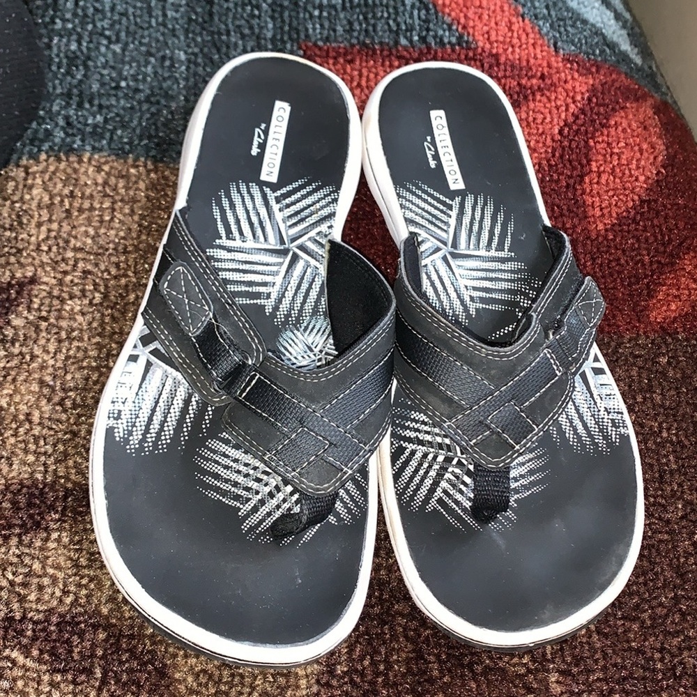 Sz8 Clark’s Collection Black Comfort Sandals - Picture 3 of 16